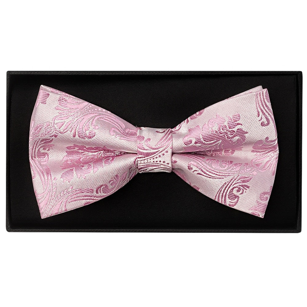 Dusty Pink Paisley Handmade Mens Bow Tie And Pocket Square Set 2
