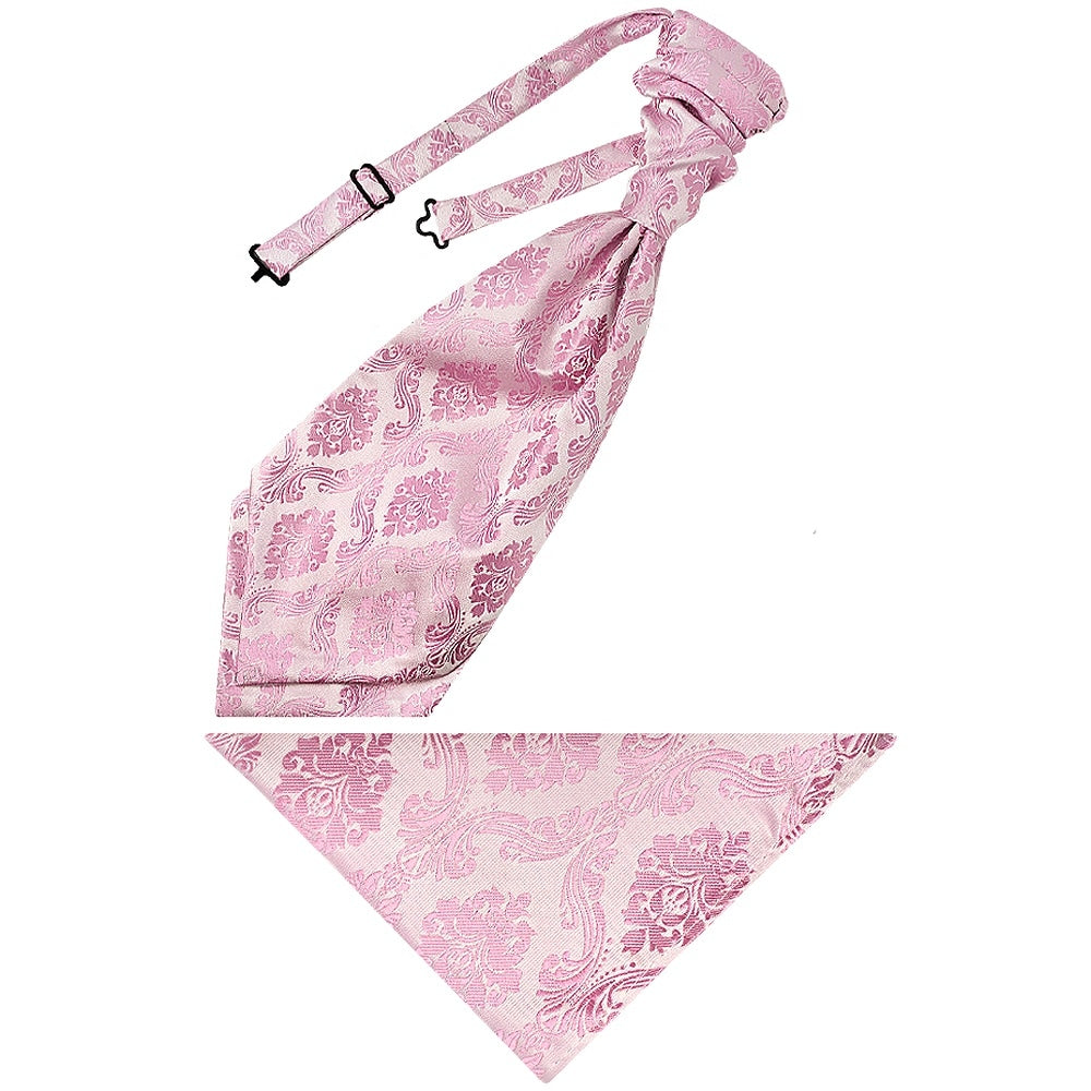 Dusty Pink Paisley Mens Cravat Tie And Pocket Square Set 1