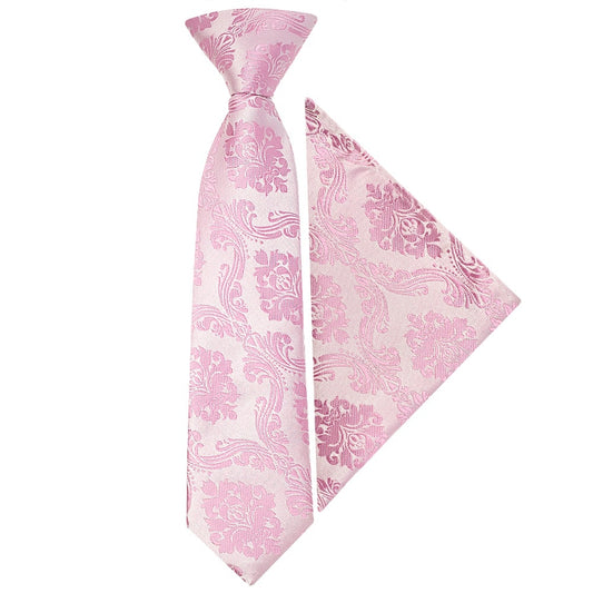 Pre Tied Dusty Pink Paisley Boys Tie And Pocket Square Set Age 4 7 1
