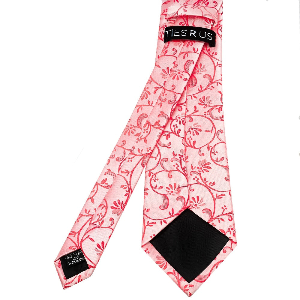 Bright Red Floral Classic Mens Tie 3