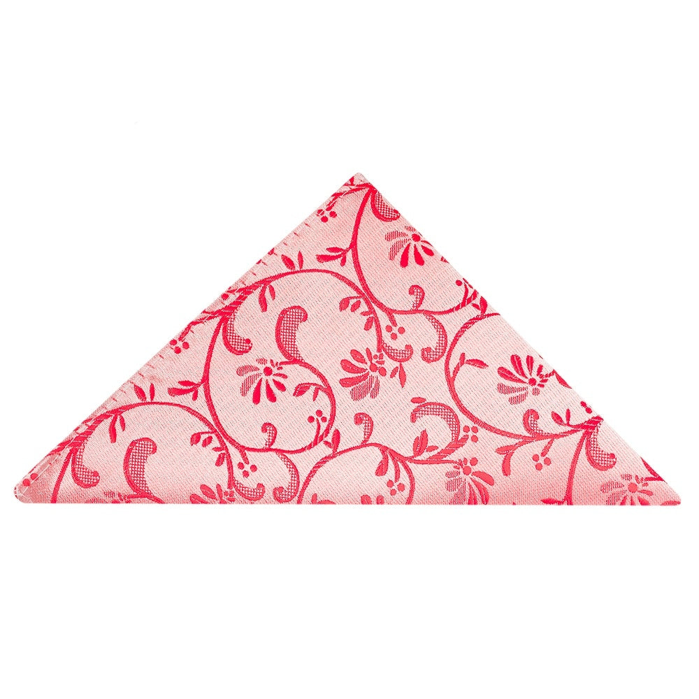 Bright Red Floral Pocket Square 1