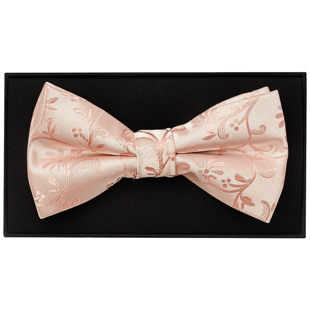 Rose Quartz Floral Handmade Mens Bow Tie 1