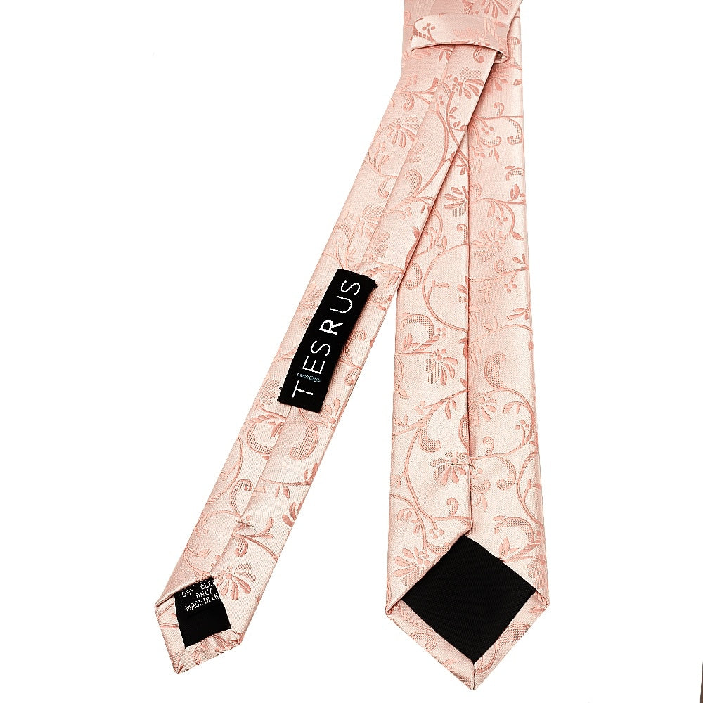 Rose Quartz Floral Skinny Boys Tie 3