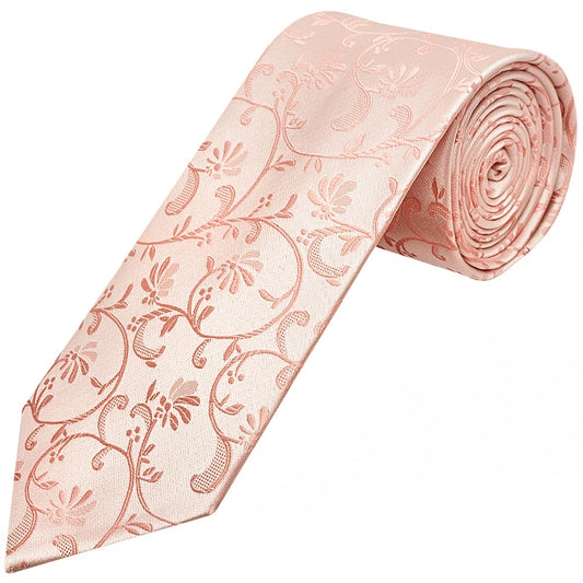 Rose Quartz Floral Classic Mens Tie And Pocket Square Set 2