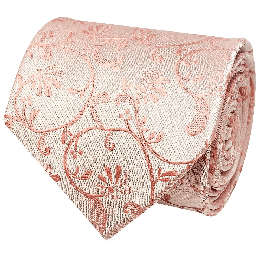 Rose Quartz Floral Classic Mens Tie And Pocket Square Set 3