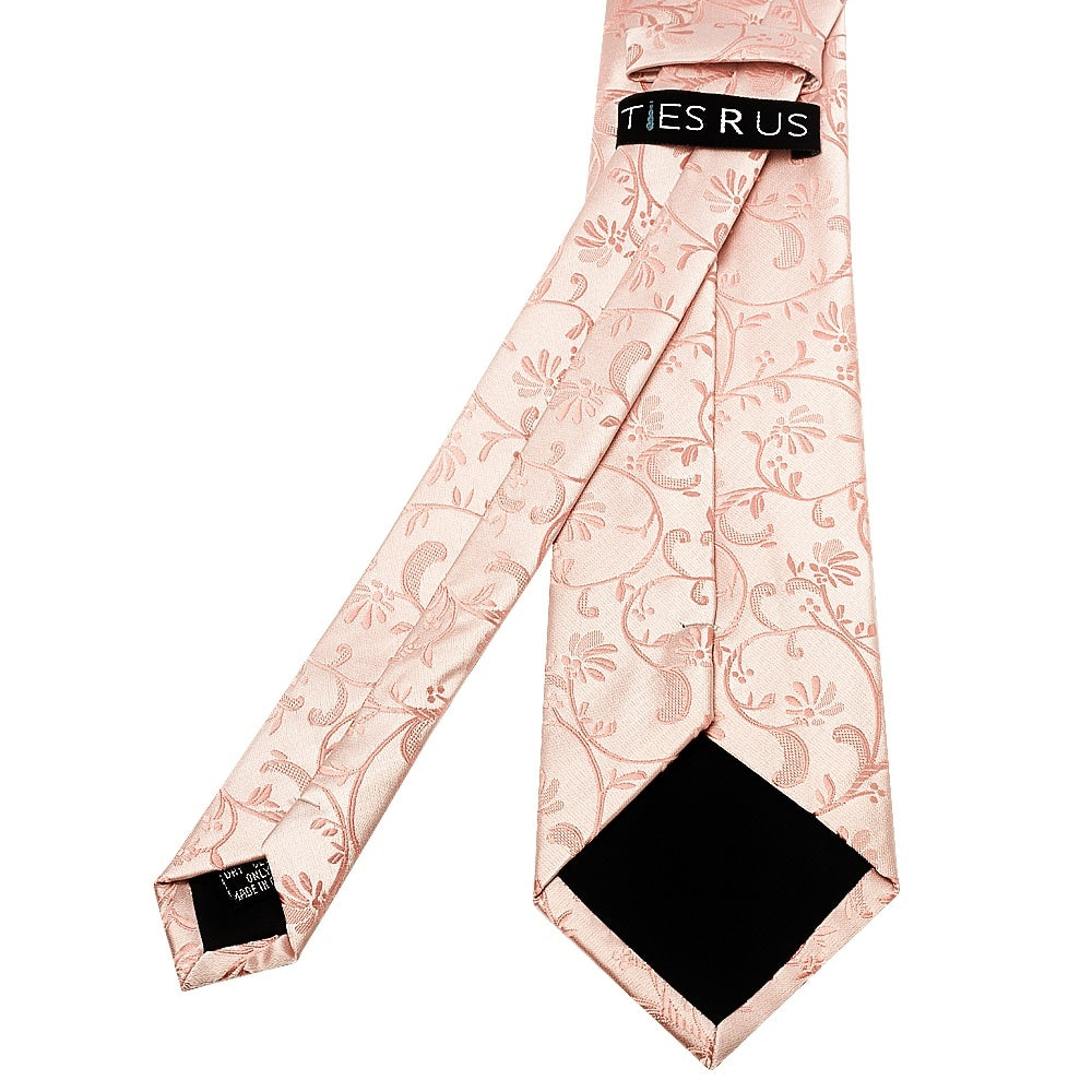 Rose Quartz Floral Classic Mens Tie And Pocket Square Set 4