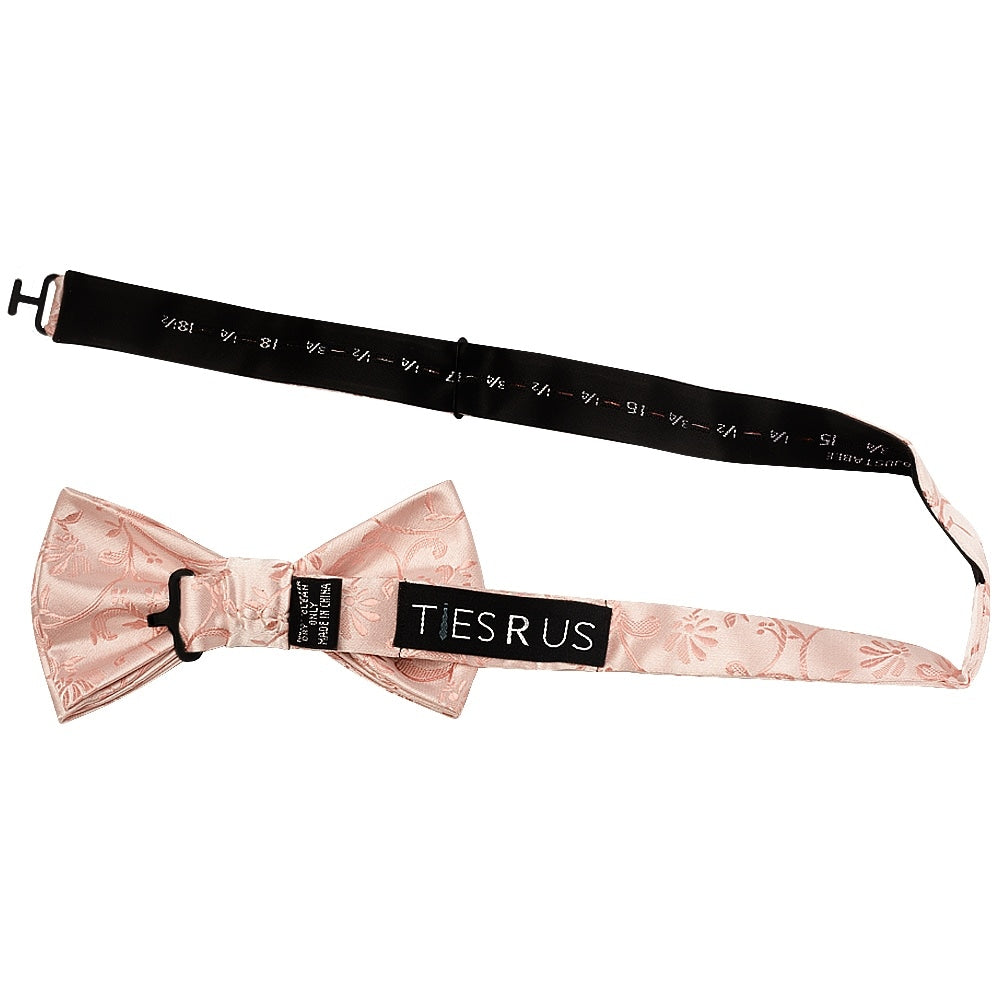 Rose Quartz Floral Handmade Mens Bow Tie And Pocket Square Set 3