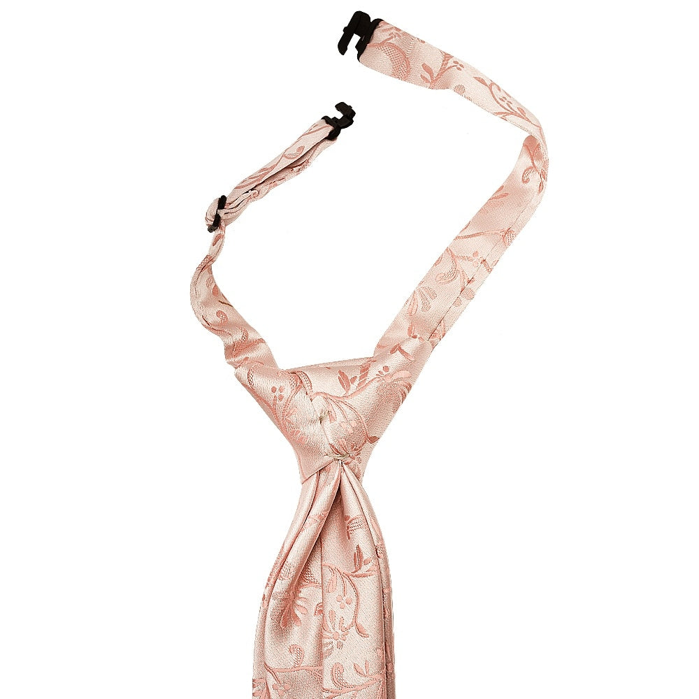 Pre Tied Rose Quartz Floral Boys Tie And Pocket Square Set Age 4 7 3