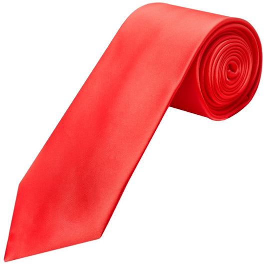Plain Coral Pink Satin Classic Mens Tie