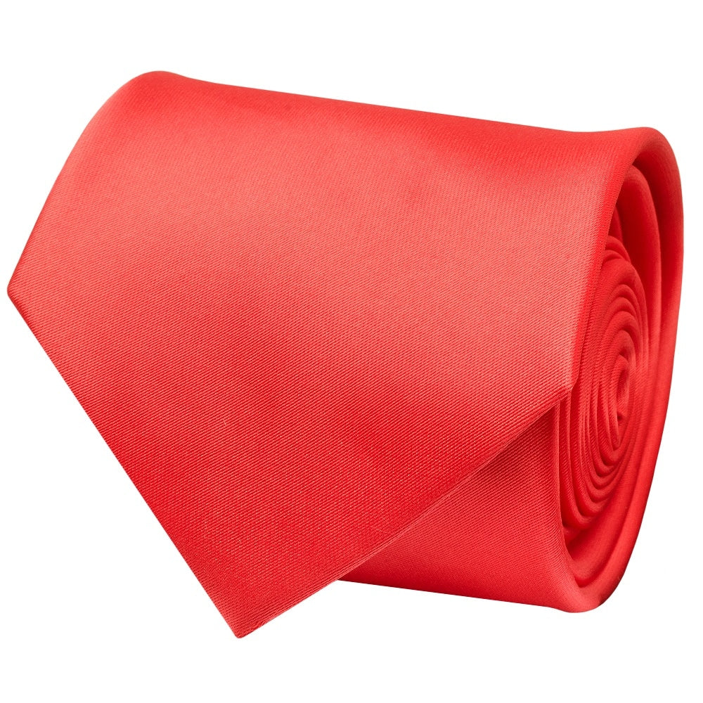 Plain Coral Pink Satin Classic Mens Tie 3