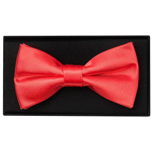 Plain Coral Pink Hand Made Mens Bow Tie And Pocket Square Set 2