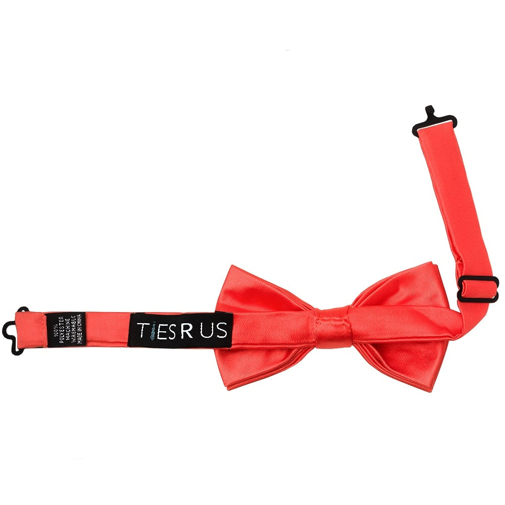 Pre Tied Coral Pink Satin Boys Bow Tie Age 8 11 2
