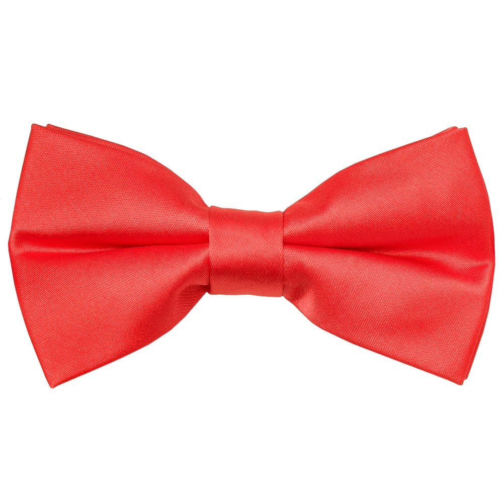 Pre Tied Coral Pink Satin Boys Bow Tie And Pocket Square Set Age 4 7 2