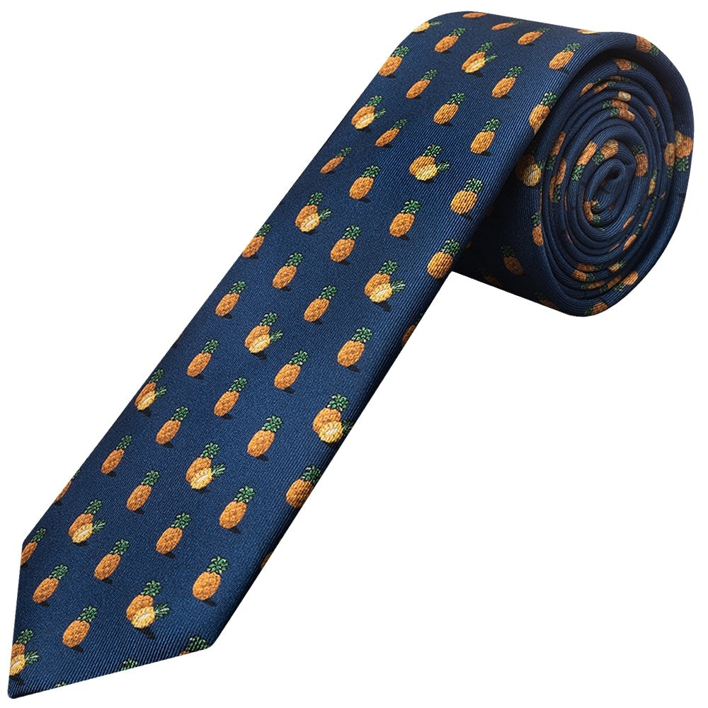 Barkley London Pineapple Silk Skinny Mens Tie 1