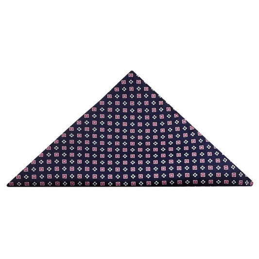 Navy With Pink Geo Silk Pocket Square 1