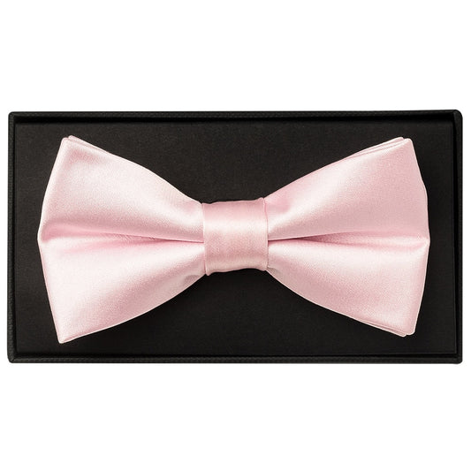Plain Baby Pink Satin Mens Bow Tie And Pocket Square Set 2
