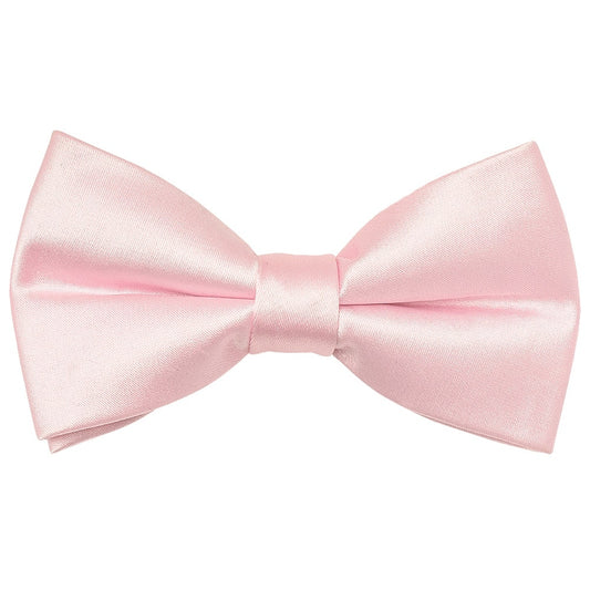 Pre Tied Plain Baby Pink Satin Boys Bow Tie And Pocket Square Set 2