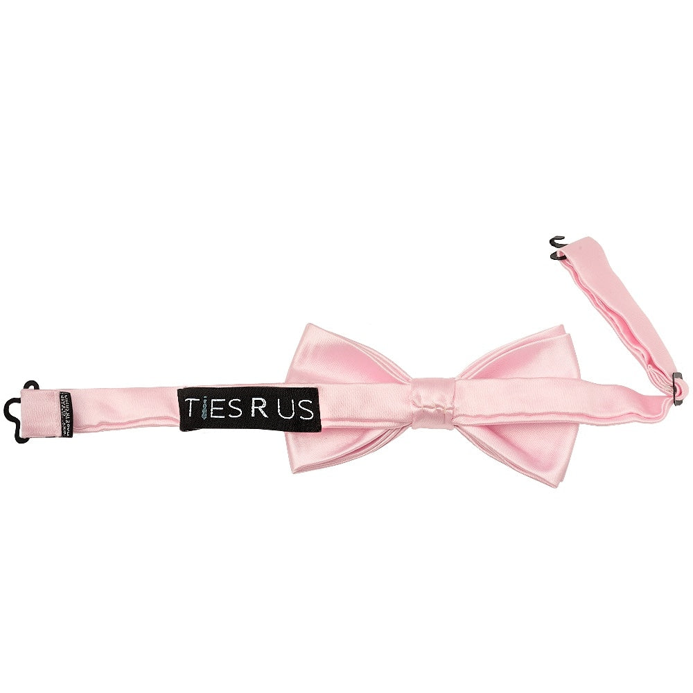 Pre Tied Plain Baby Pink Satin Boys Bow Tie Age 8 11 2