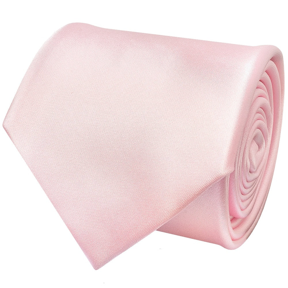 Baby Pink Satin Classic Mens Tie And Pocket Square Set 4
