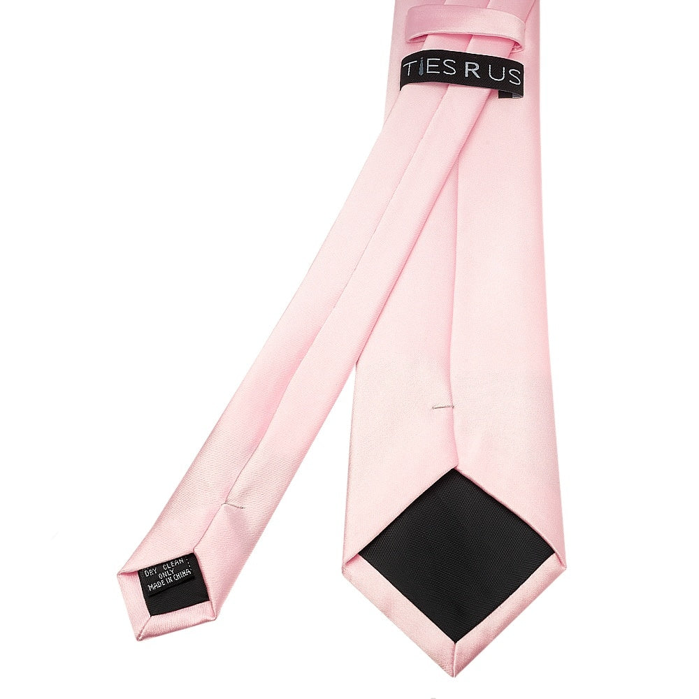 Baby Pink Satin Classic Mens Tie And Pocket Square Set 5