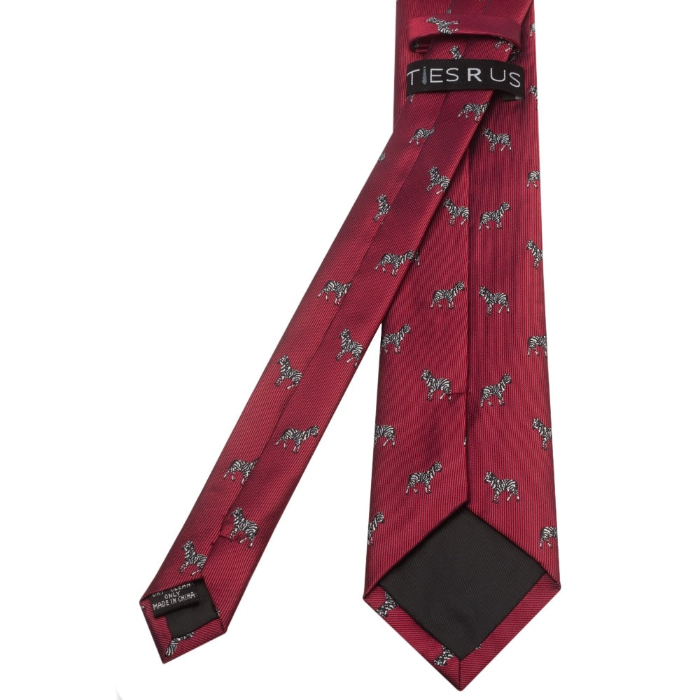 Slim Burgundy Zebra Mens Tie 3