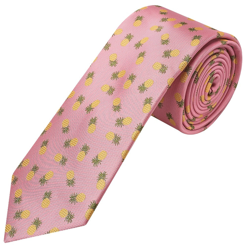 Slim Pink Pineapple Mens Tie 1