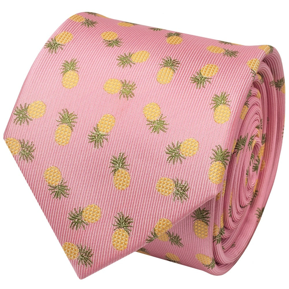 Slim Pink Pineapple Mens Tie 2