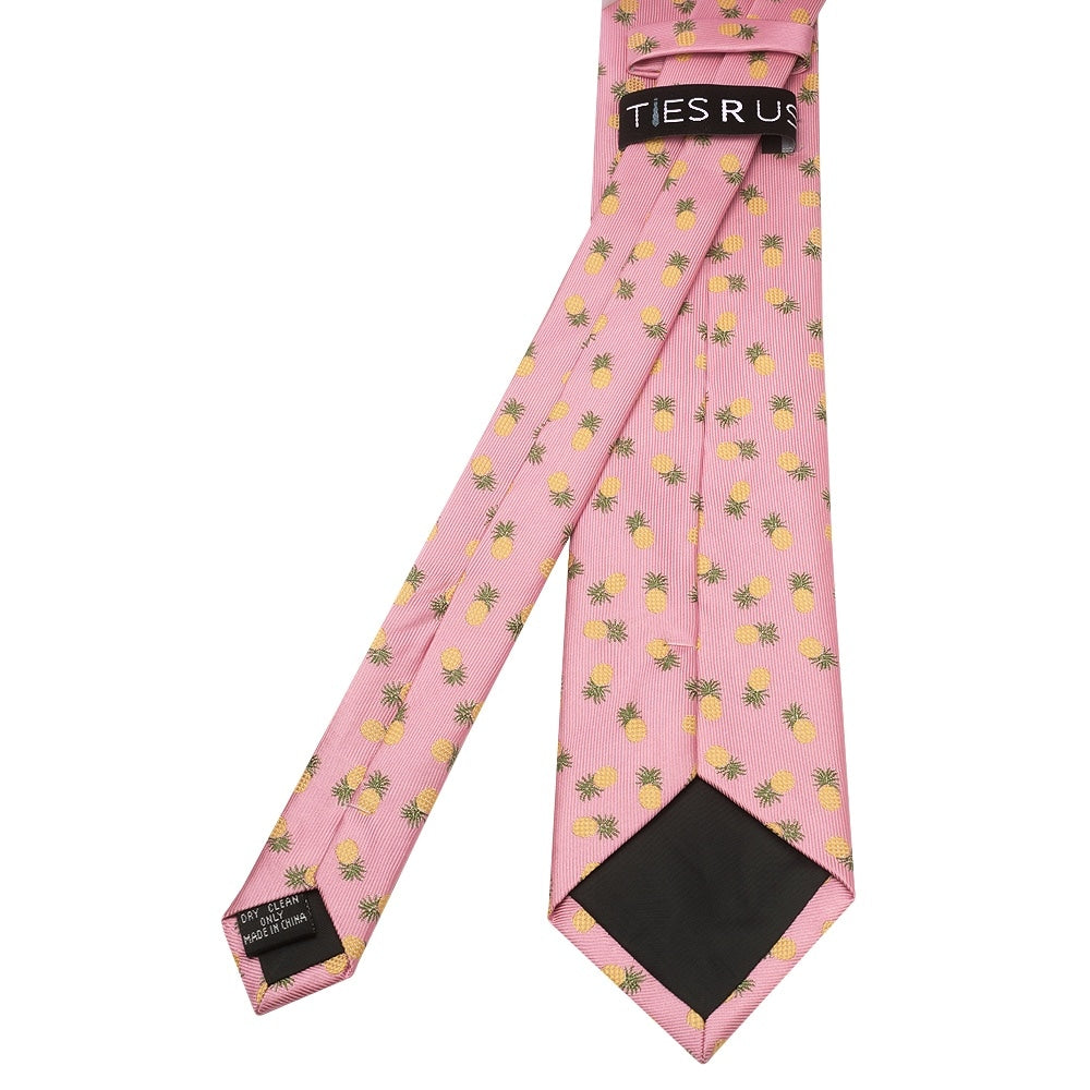 Slim Pink Pineapple Mens Tie 3