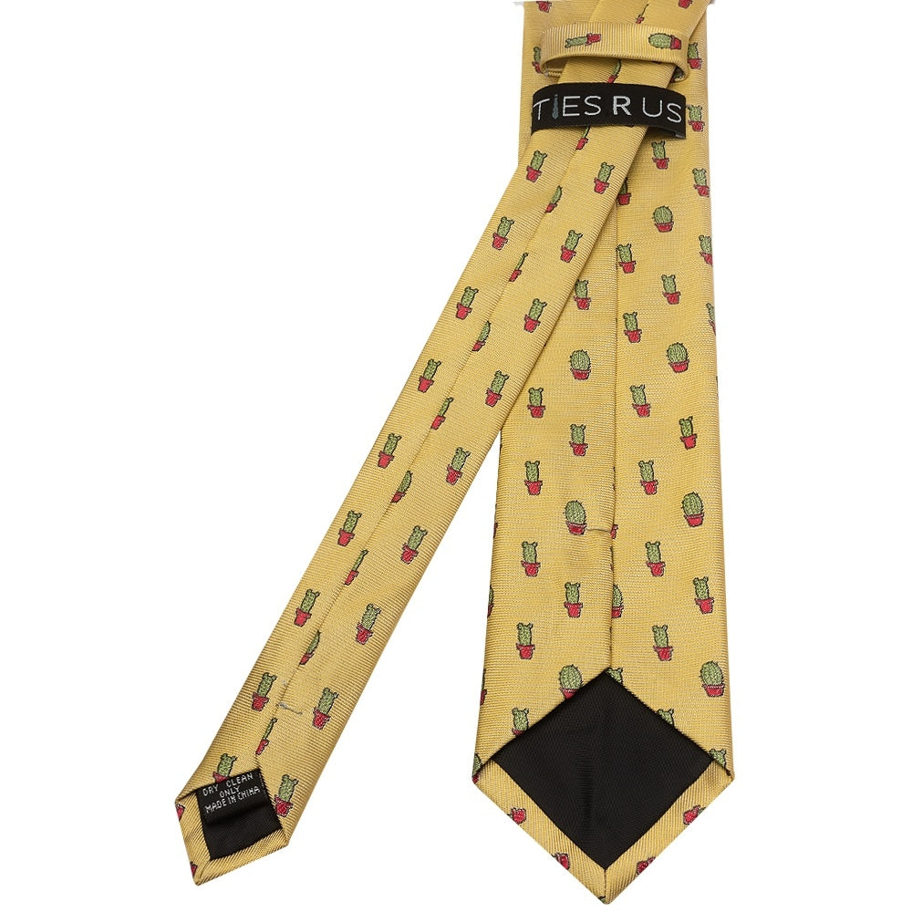 Slim Yellow Cactus Mens Tie 3