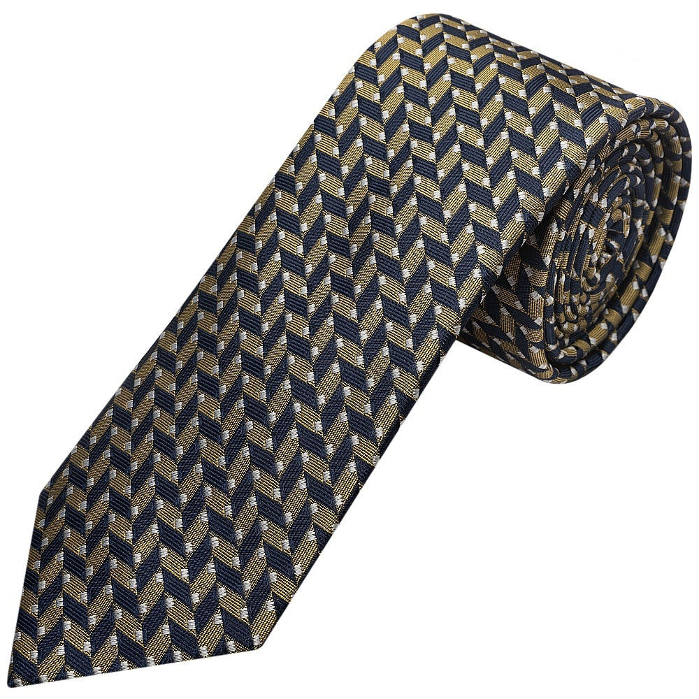 Slim Gold Geometric Mens Tie 1