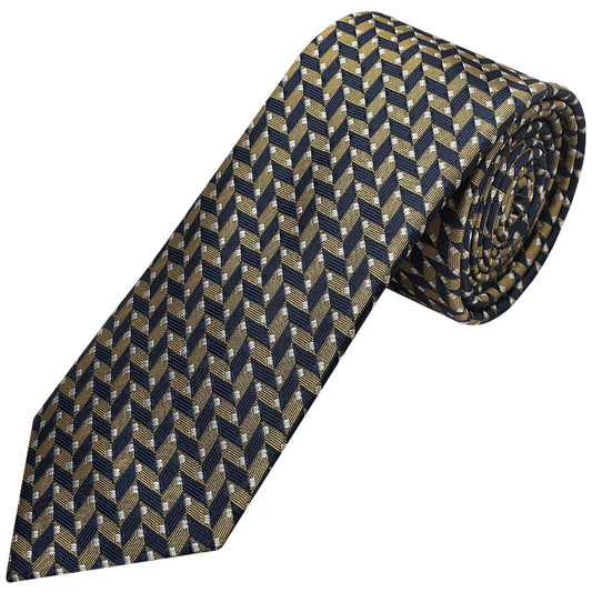 Slim Gold Geometric Mens Tie 1