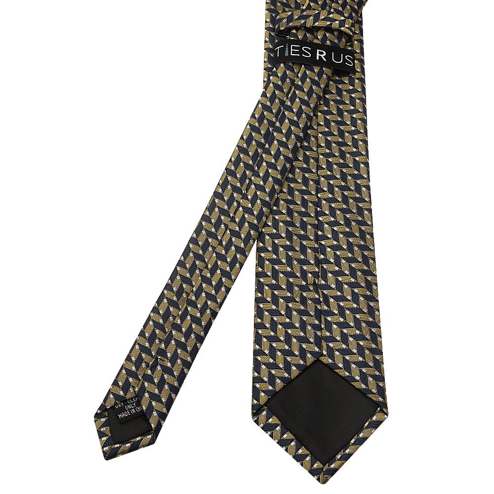 Slim Gold Geometric Mens Tie 3
