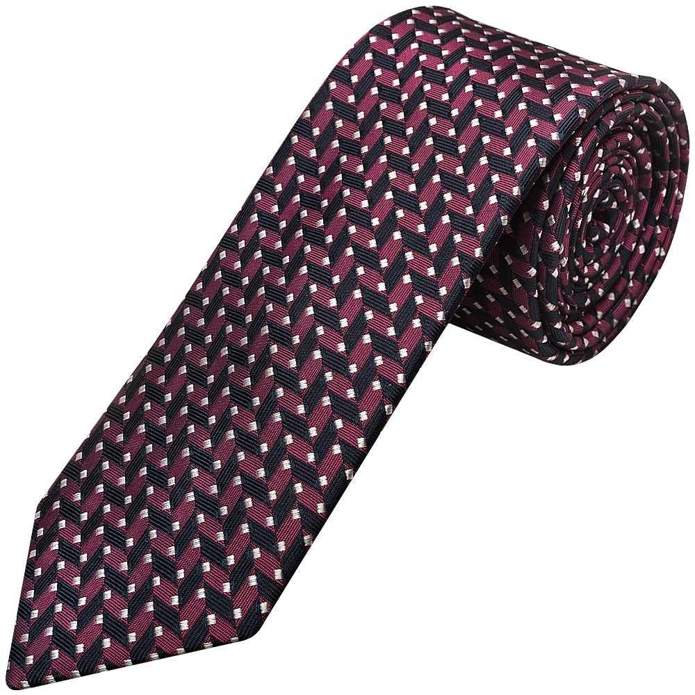 Slim Pink Geometric Mens Tie 1
