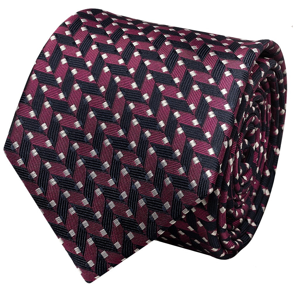 Slim Pink Geometric Mens Tie 2