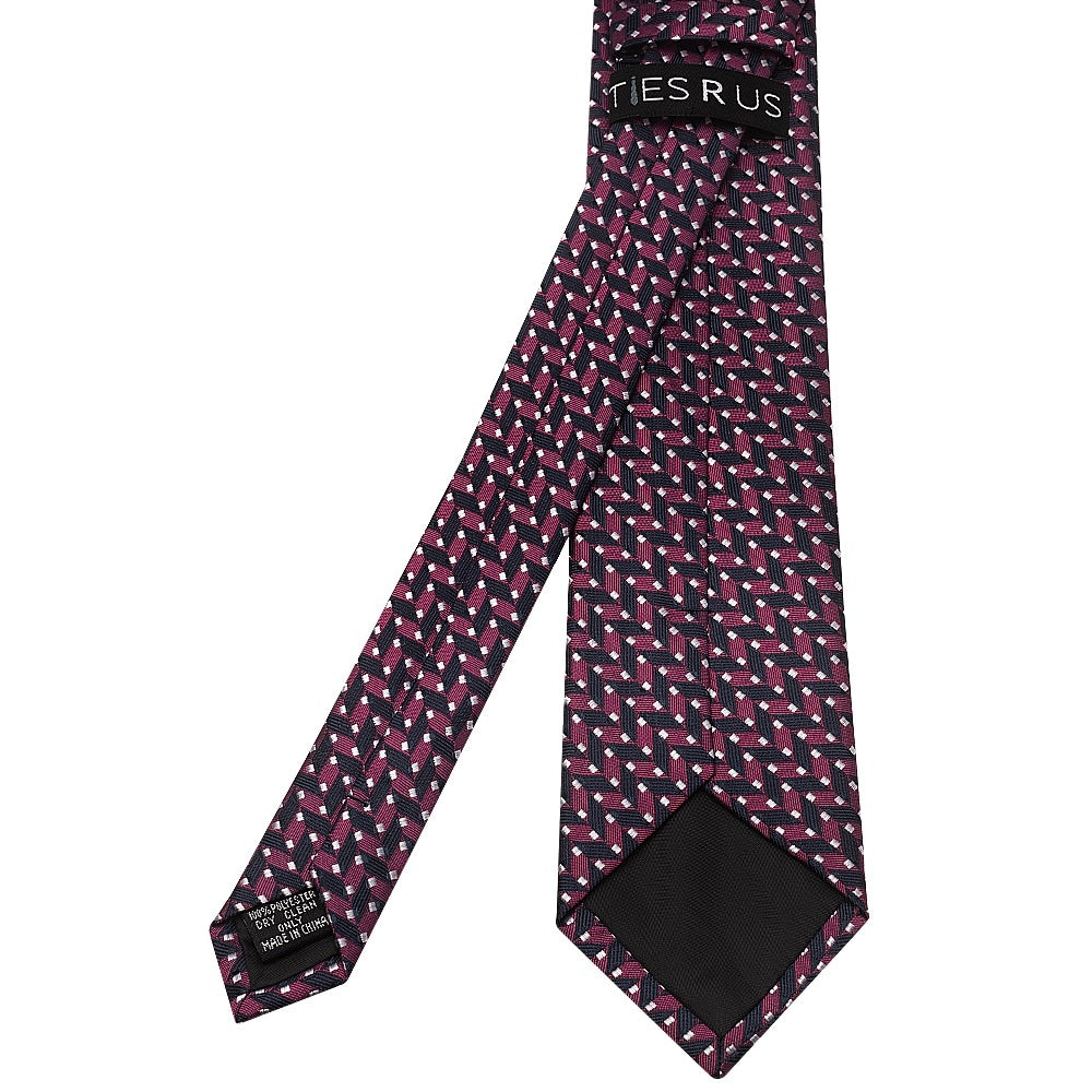 Slim Pink Geometric Mens Tie 3