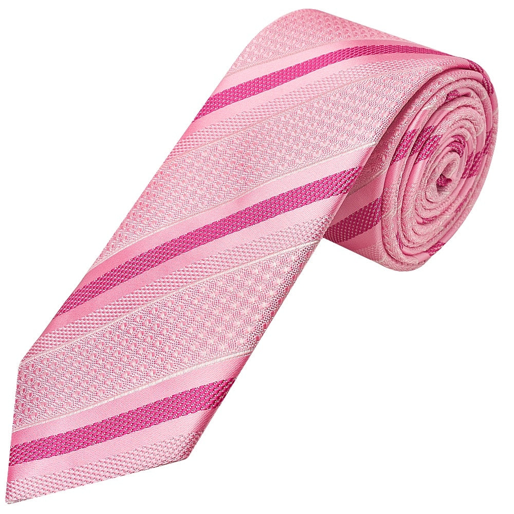 Slim Pink Striped Mens Tie 1
