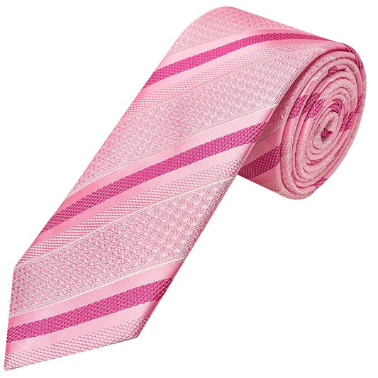Slim Pink Striped Mens Tie 1