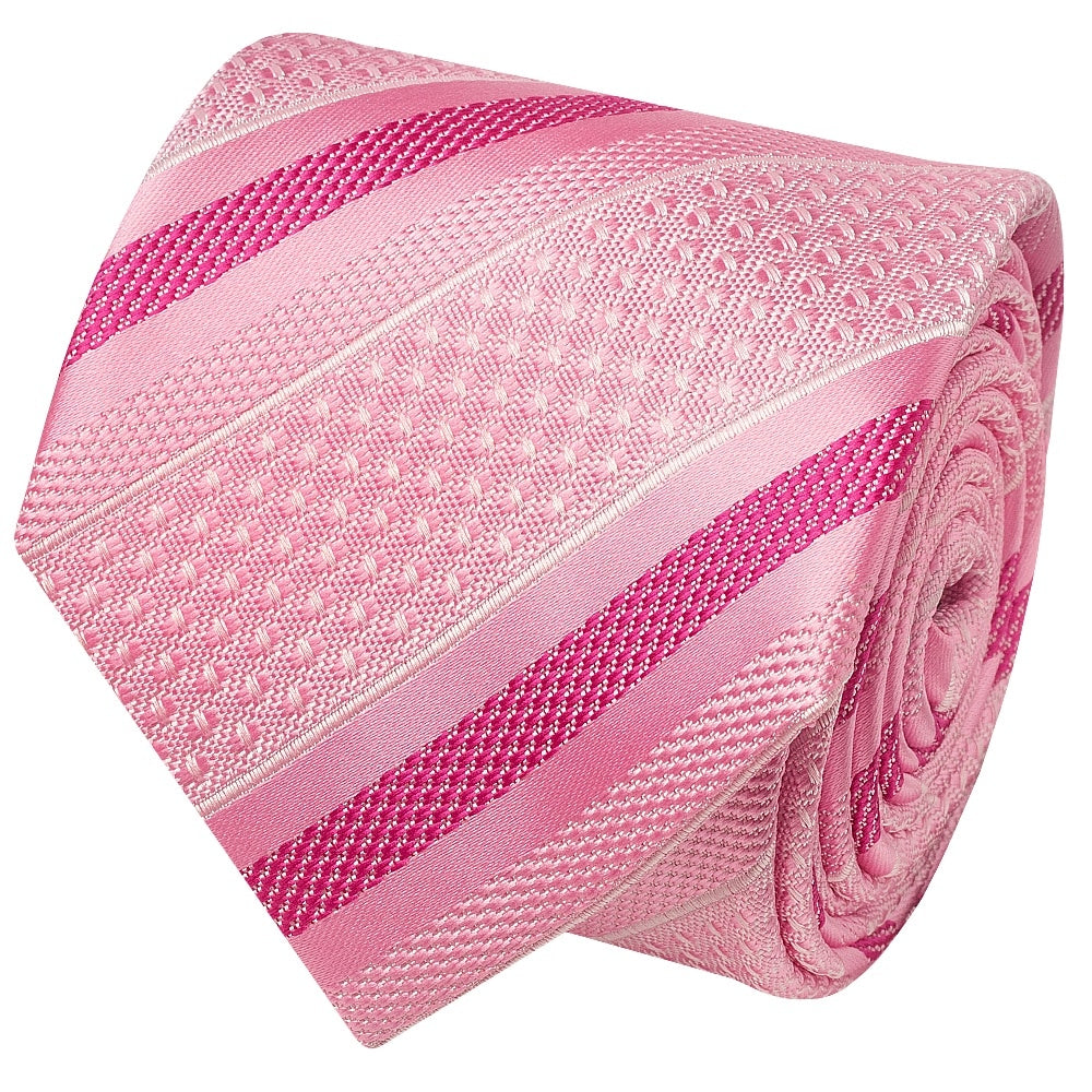 Slim Pink Striped Mens Tie 2