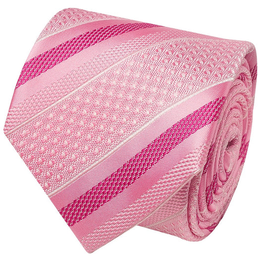 Slim Pink Striped Mens Tie 2