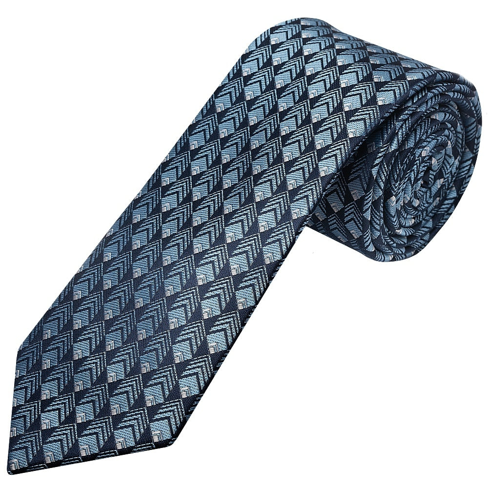 Slim Blue Squared Mens Tie 1
