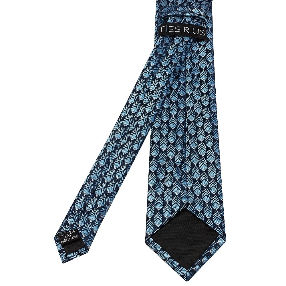 Slim Blue Squared Mens Tie 3