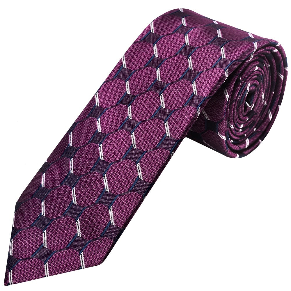 Slim Pink Check Plaid Mens Tie 1