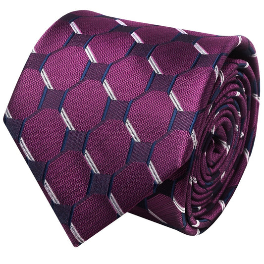 Slim Pink Check Plaid Mens Tie 2