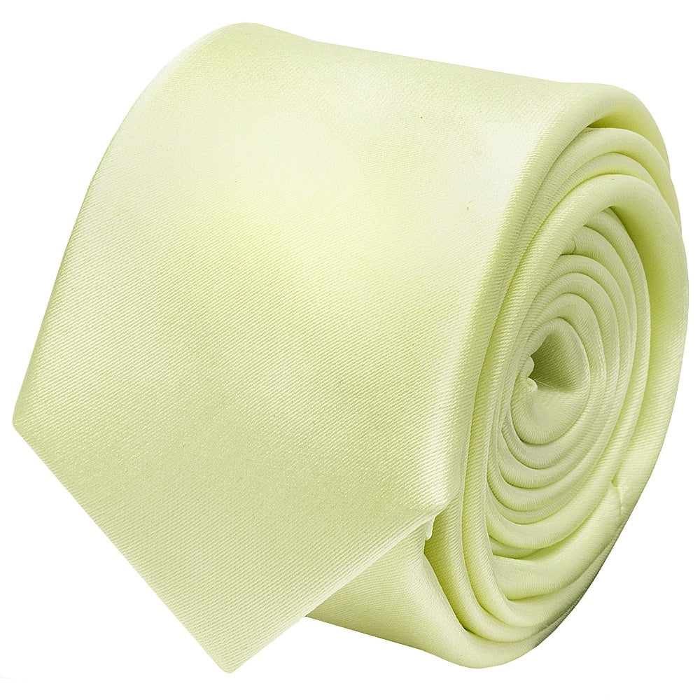 Plain Willow Green Satin Skinny Mens Tie 2