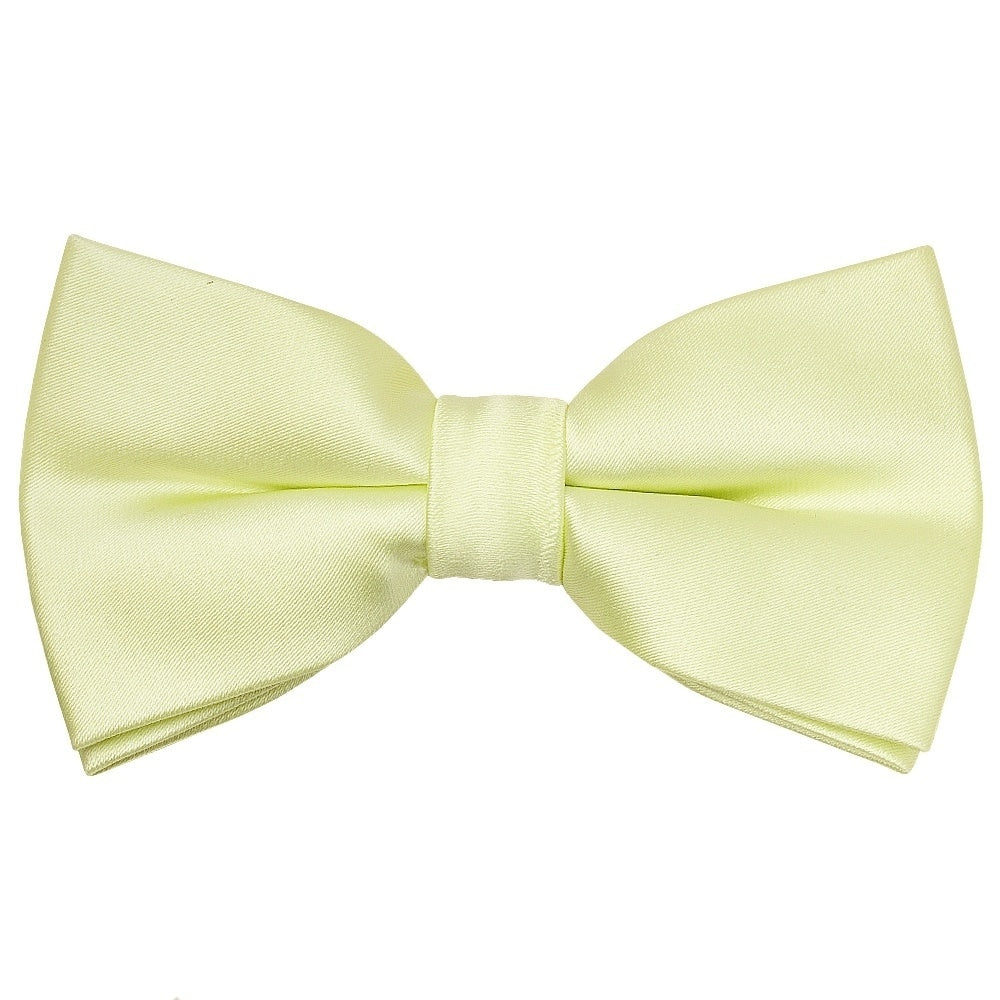 Pre Tied Plain Willow Green Satin Boys Bow Tie And Pocket Square Set 2
