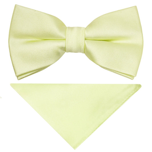 Pre Tied Willow Green Satin Boys Bow Tie And Pocket Square Set Age 4 7 1