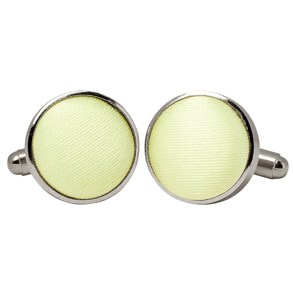Plain Willow Green Satin Cufflinks 1
