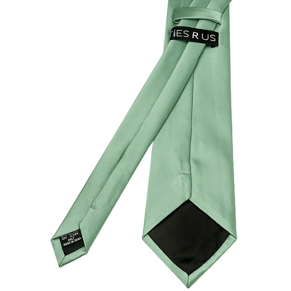 Plain Seagrass Satin Classic Mens Tie And Pocket Square Set 5