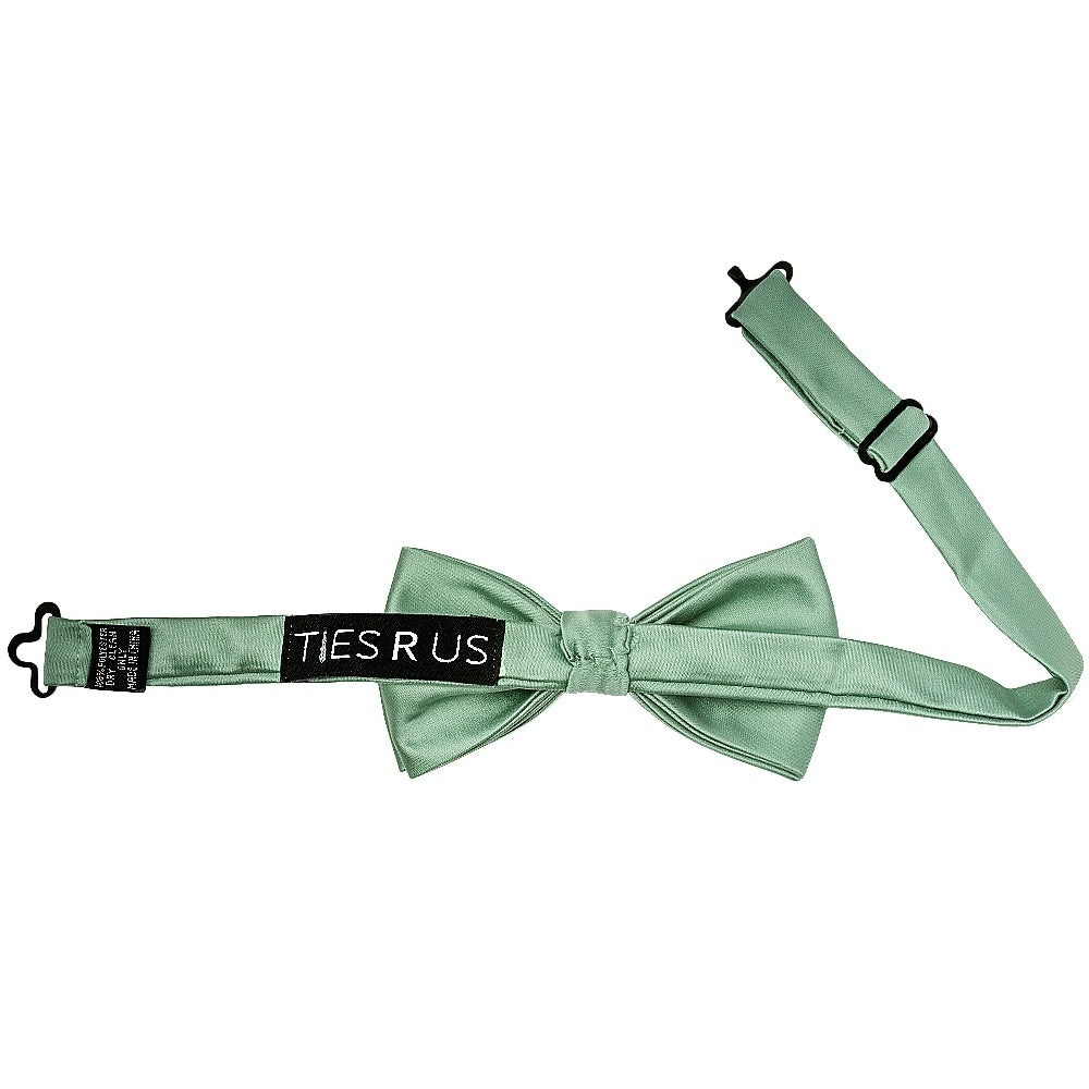 Pre Tied Plain Seagrass Satin Boys Bow Tie And Pocket Square Set 3