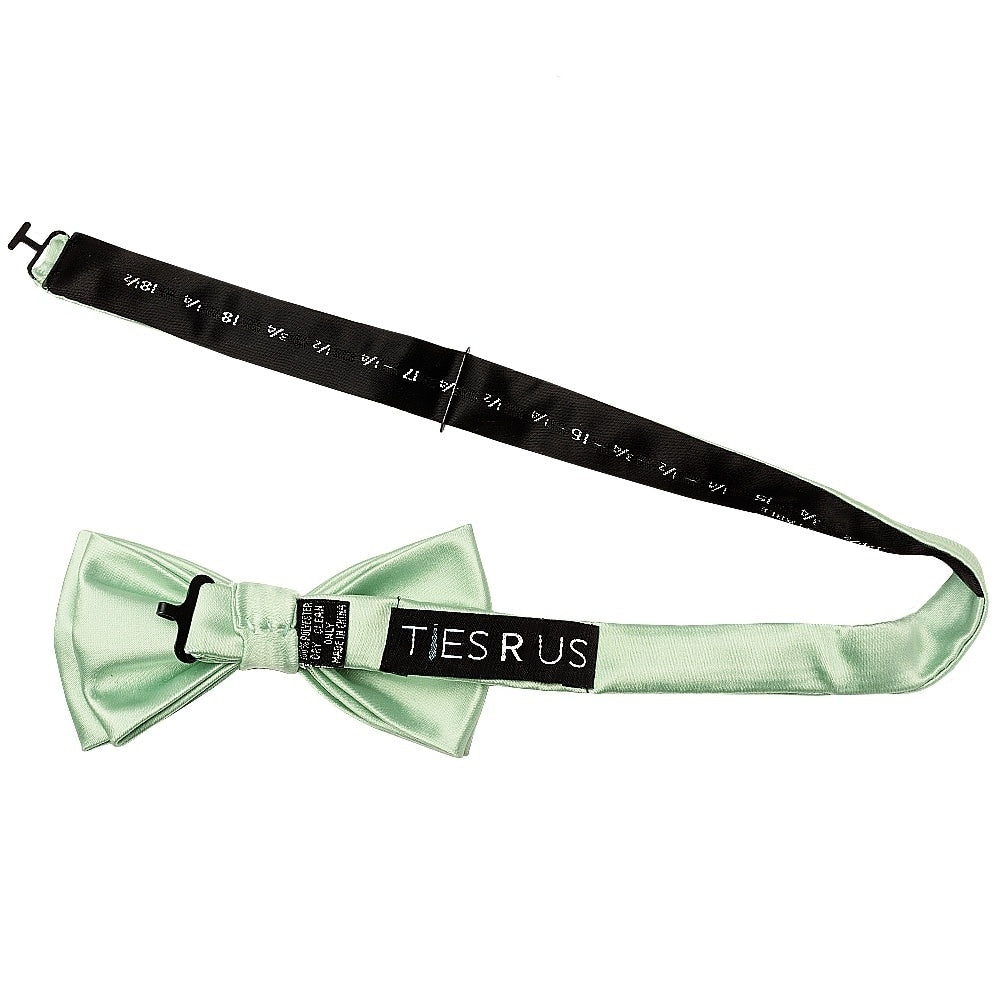 Pale Mint Handmade Mens Bow Tie And Pocket Square Set 3